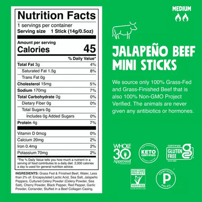 Chomps Chomplings Jalapeno Beef Mini Sticks, 3oz/6ct.