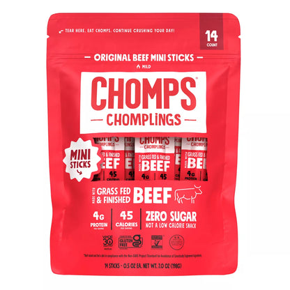 Chomps Chomplings Original Beef Mini Sticks, 7oz/14ct.