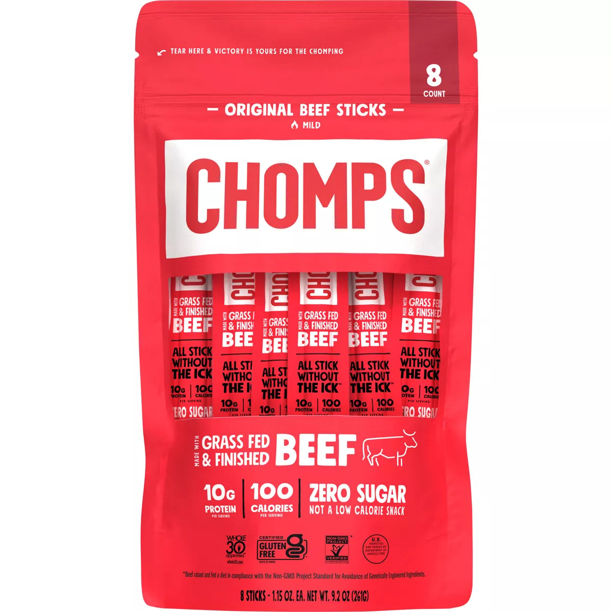 Chomps Original Beef Meat Sticks, 9.2oz/8ct.