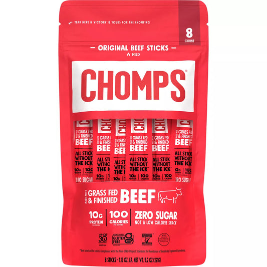 Chomps Original Beef Meat Sticks, 9.2oz/8ct.