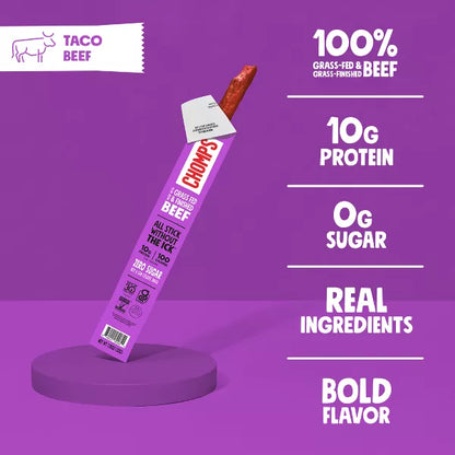 Chomps Snack Sticks Taco Beef Sticks, 9.2oz/8ct.