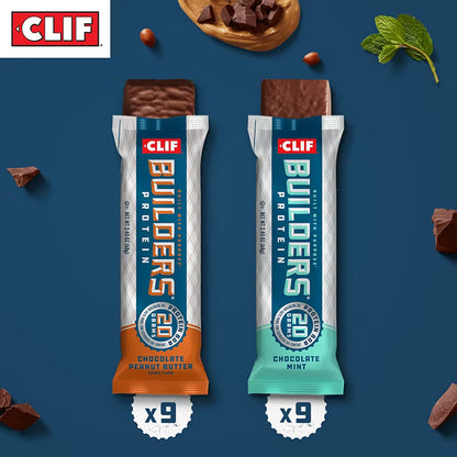 Clif Bar Builders Protein Bar Chocolate Mint and Chocolate Peanut Butter, 20g Protein, 18 ct./2.4 oz.
