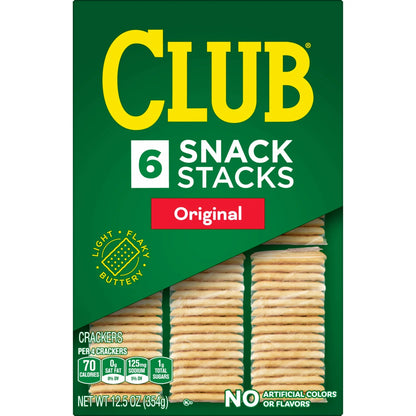 Club Snack Stacks Original Crackers, Lunch Snacks, 6 Count, 12.5 oz, 2 Pack