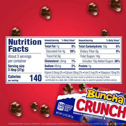 CRUNCH Candy Milk Chocolate Crispy Rice 3.2 oz - 3 Pack