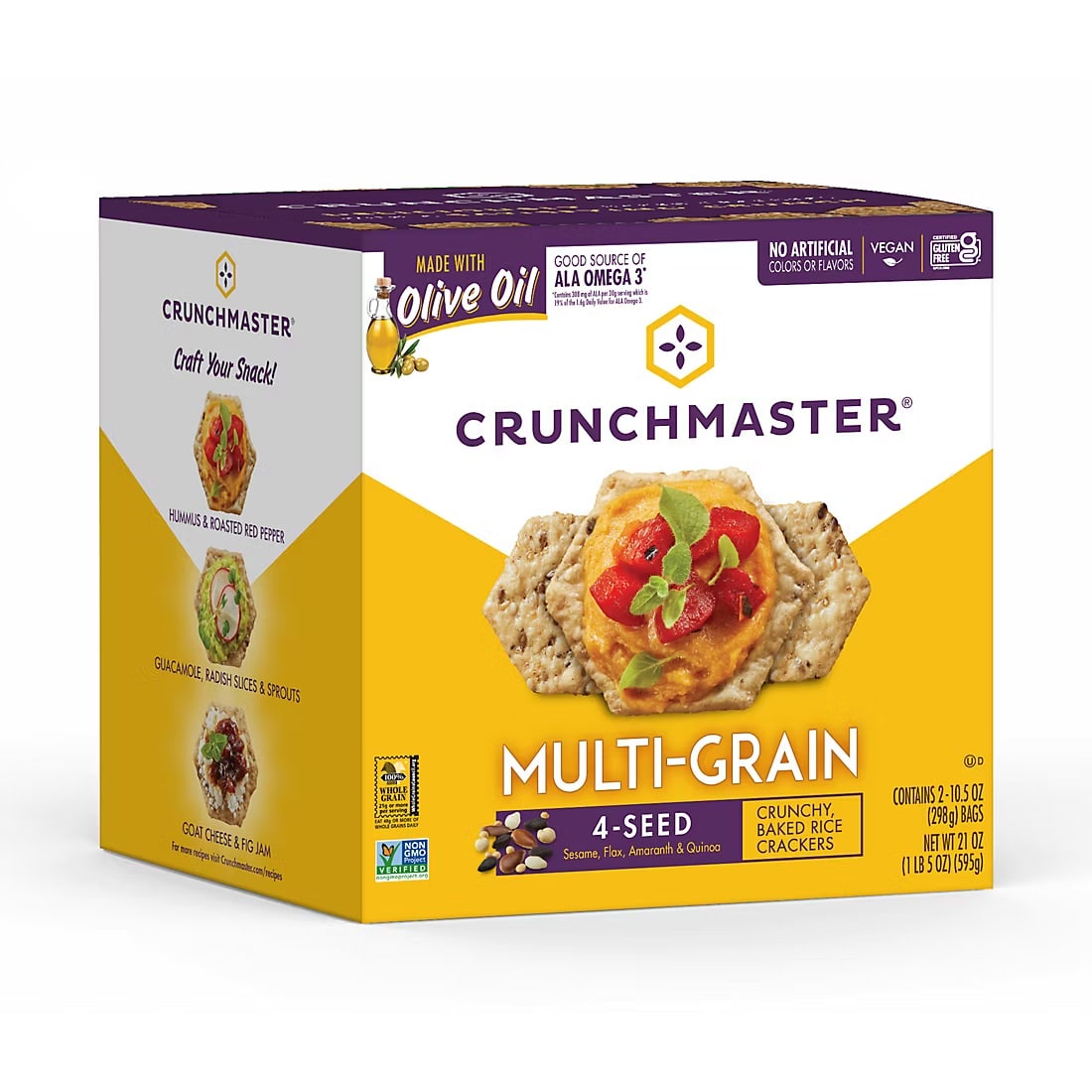 Crunchmaster Multi-Grain Crunchy Baked Rice Cracker 4-Seed, 21 oz ...
