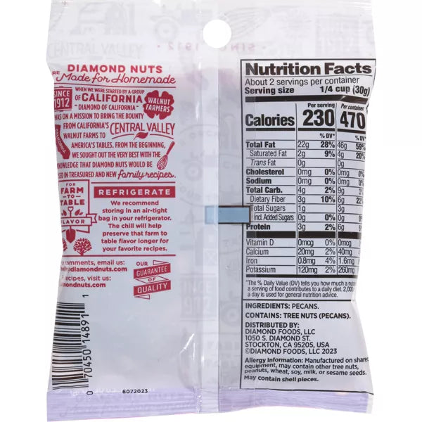Diamond of California Chopped Pecans, 2.25oz.