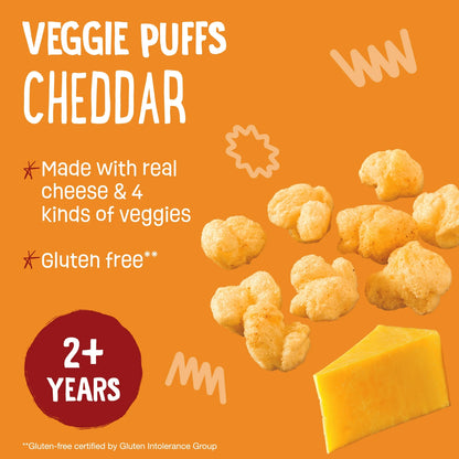 Earth's Best Organic Veggie Puffs Cheddar, Puffed Corn Snack for Baby & Toddler, 1.55 oz
