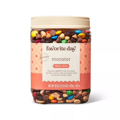 Favorite Day Monster Trail Mix, Peanuts, Peanut Butter Chips, Milk Chocolate Candies, Raisins, M&M’s, 36oz.