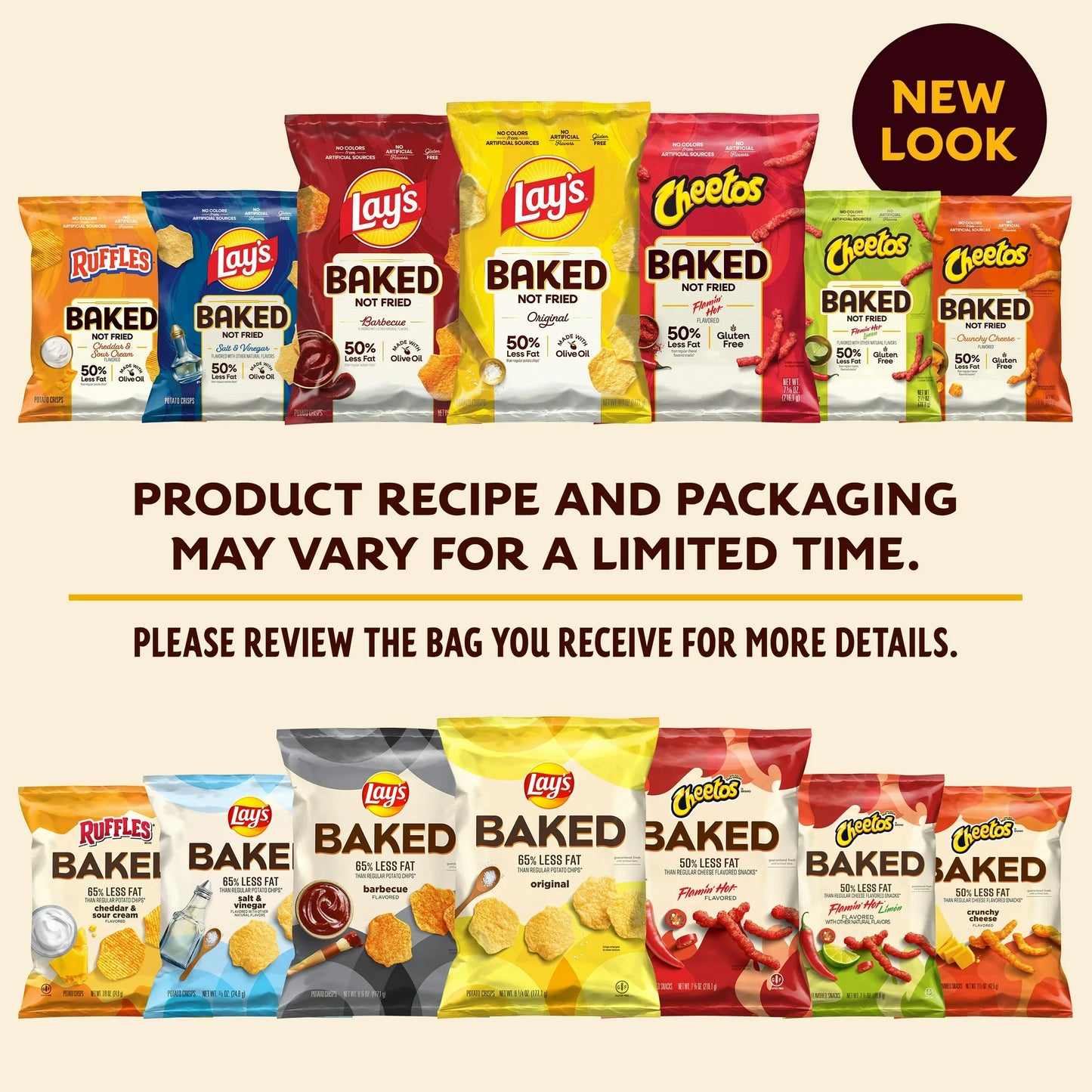Frito-Lay Baked and Popped Mix Variety pack Snack Chips, 18 Count Multipack