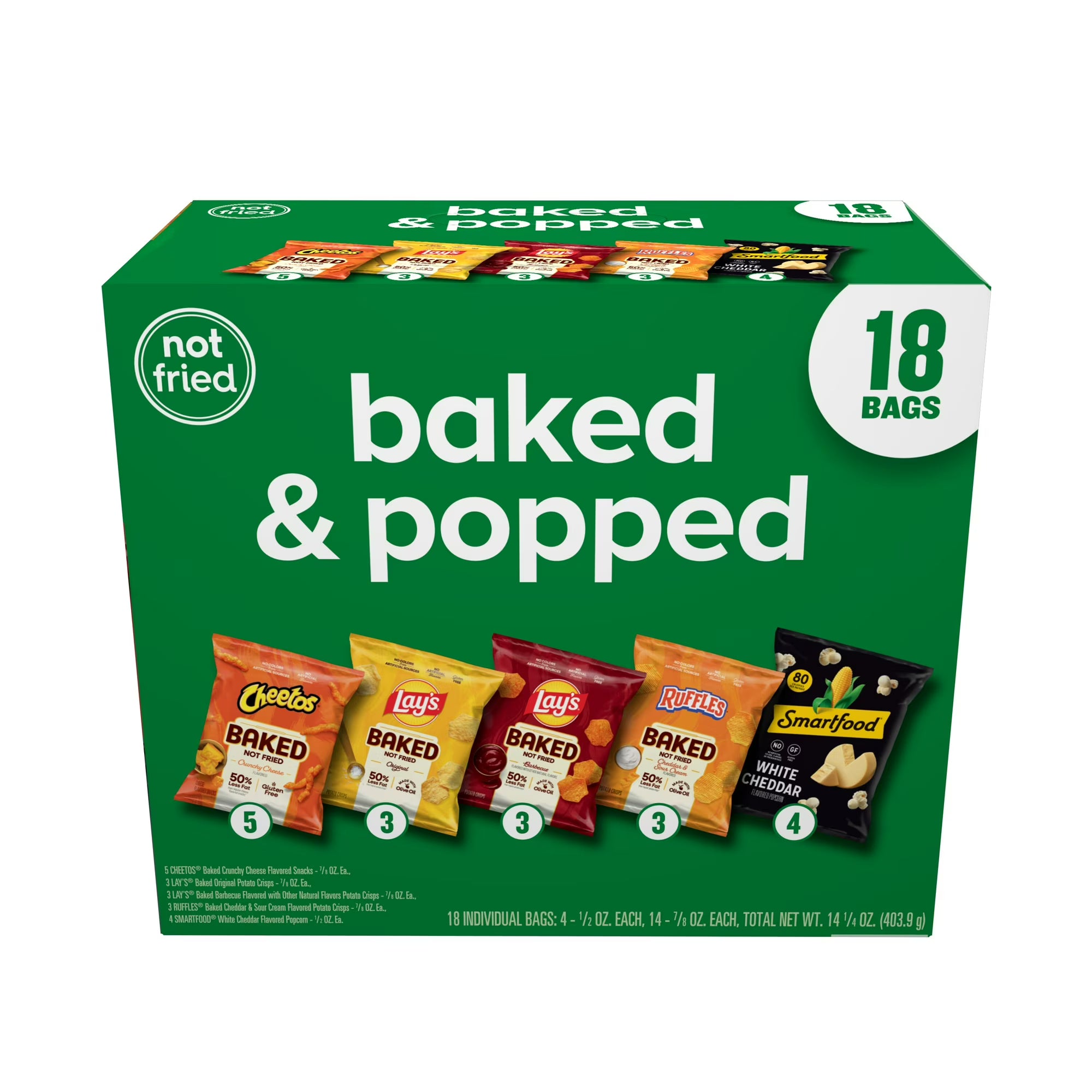 Frito-Lay Baked and Popped Mix Variety Snack Chips, 18 Count Multipack ...