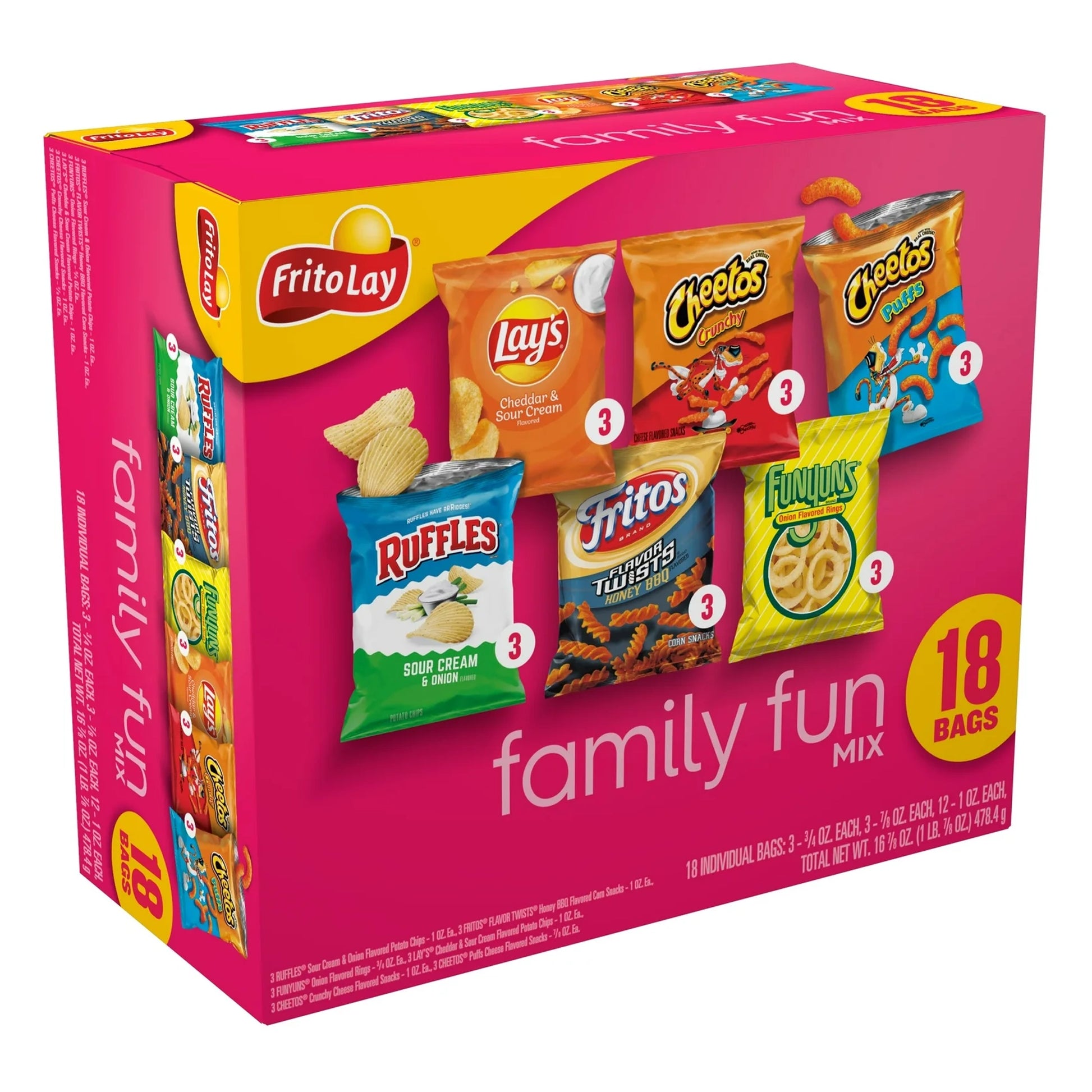 Frito-Lay Family Fun Mix Variety Pack Snack Chips, 18 Count Multipack