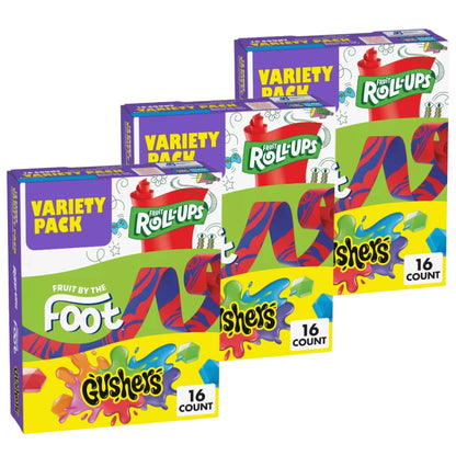 Fruit Roll-Ups, Fruit by the Foot & Gushers Variety Snacks - 3 Pack