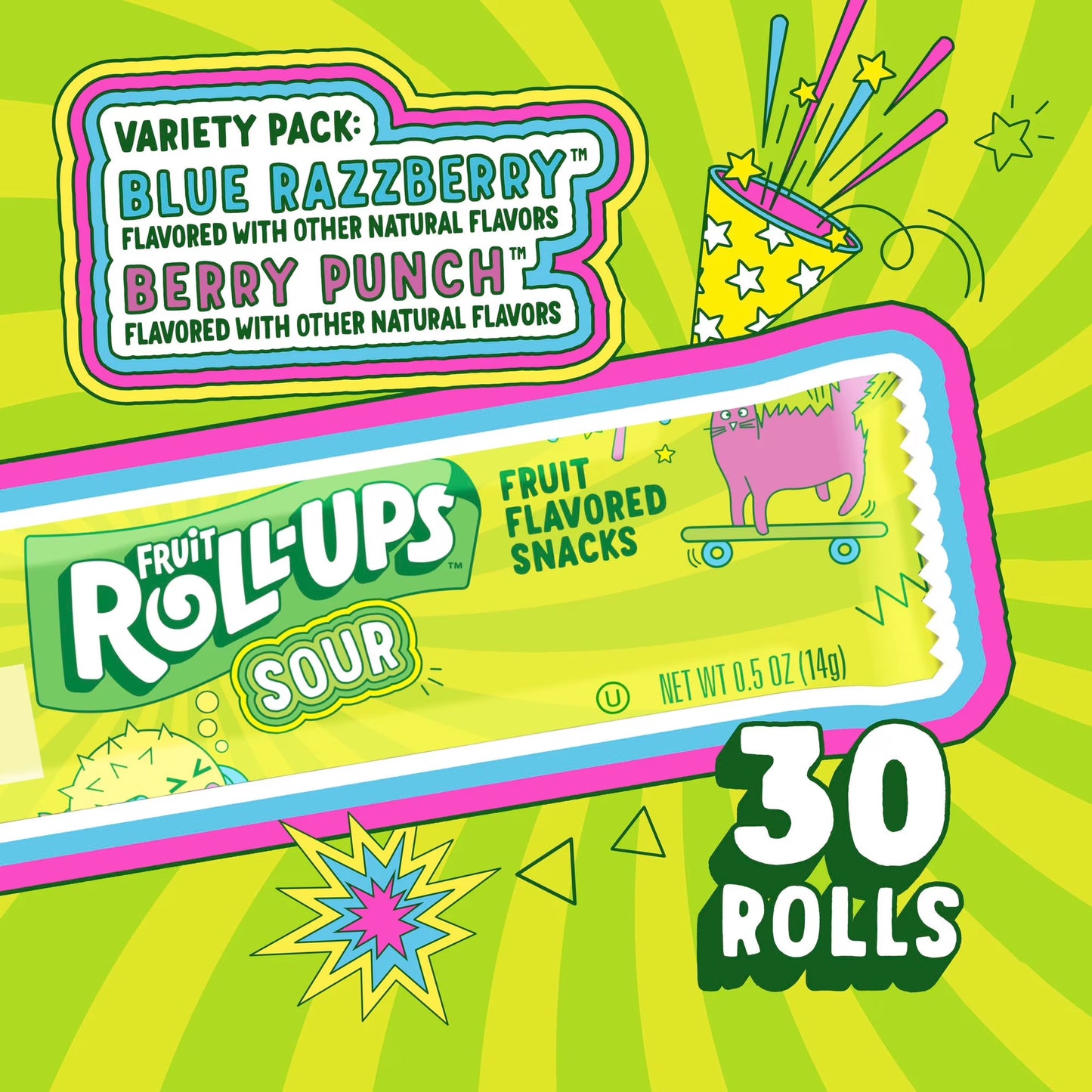 Fruit Roll-Ups Sour Fruit Snacks Variety Pack 15 oz 30 Count