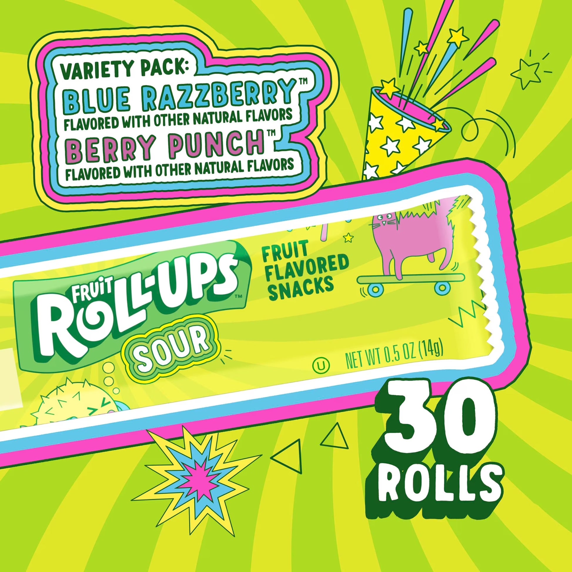 Fruit Roll-Ups Sour Fruit Snacks Variety Pack 15 oz 30 Count