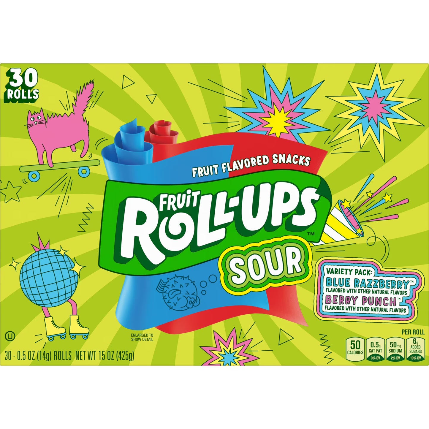 Fruit Roll-Ups Sour Fruit Snacks Variety Pack 15 oz 30 Count