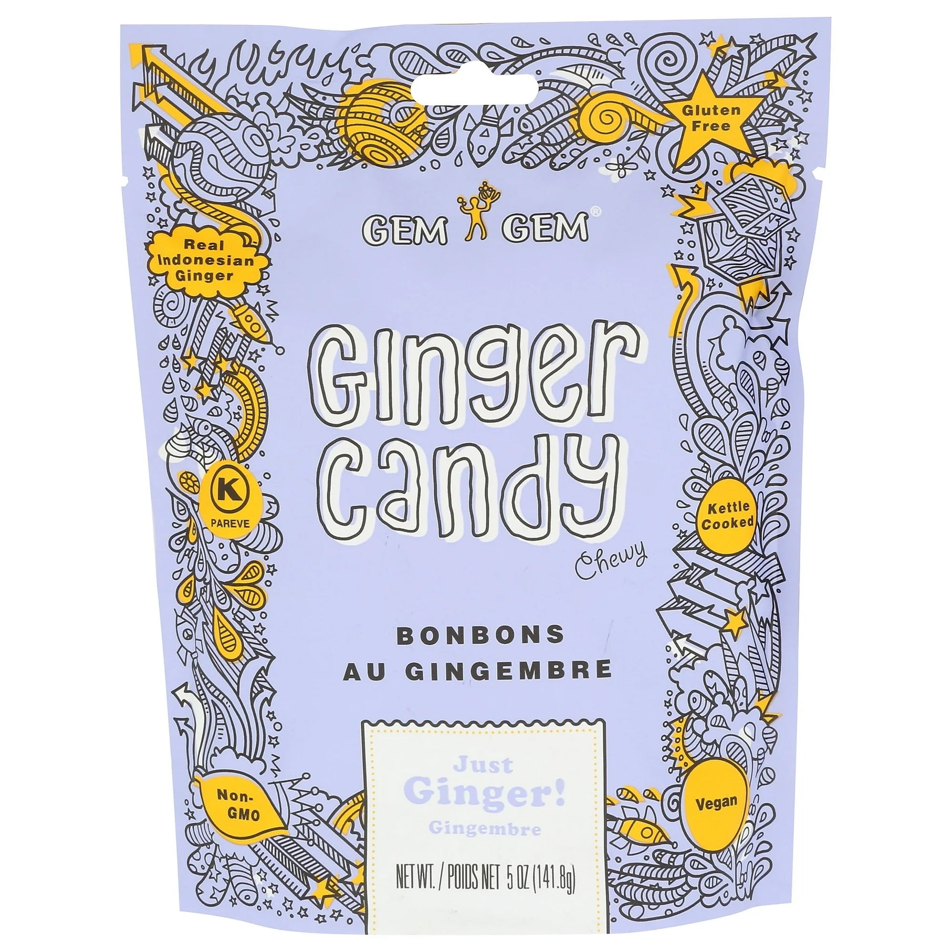 Gem Gem Chewy Ginger Candy Original 5 oz Bag