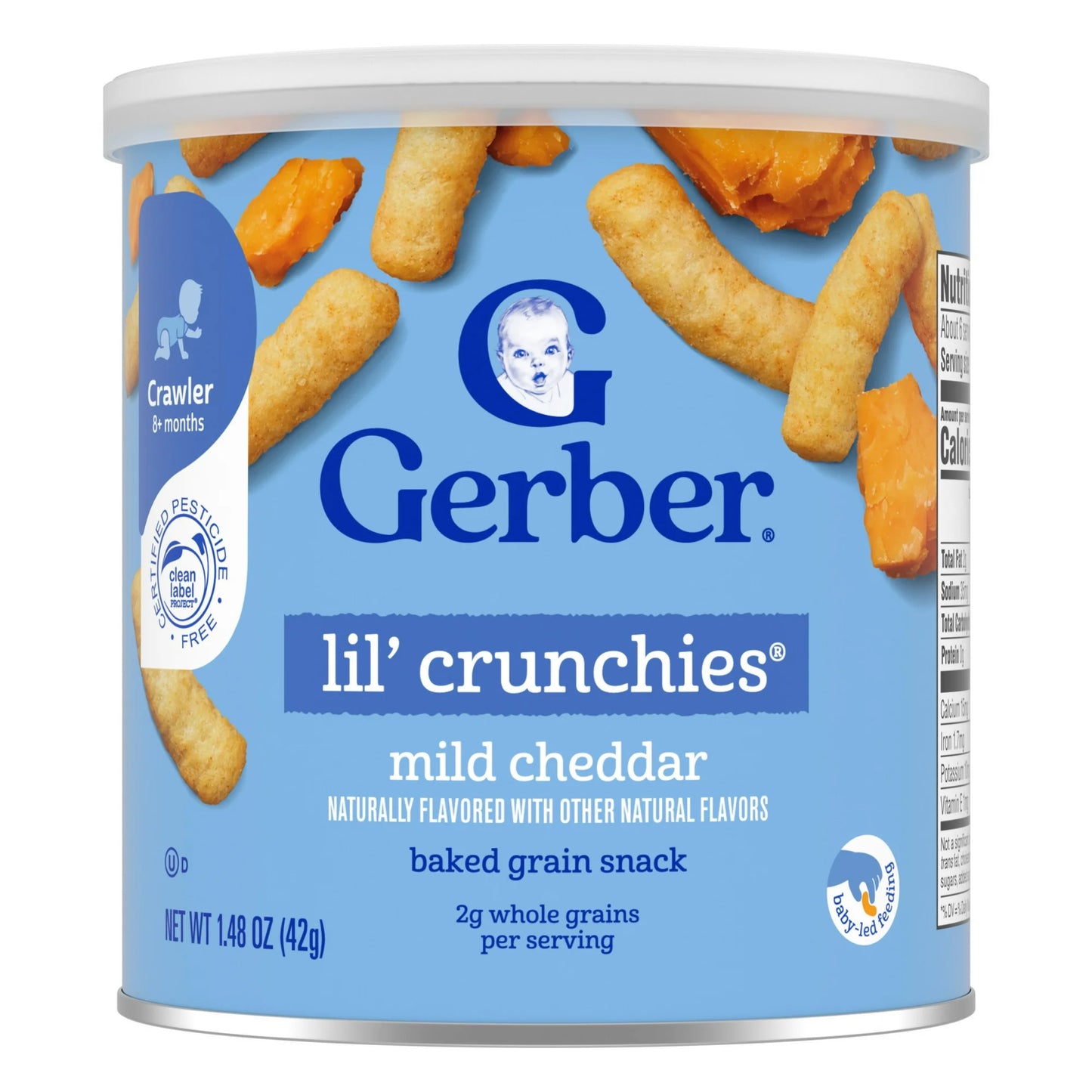Gerber Lil' Crunchies Mild Cheddar, Baked Grain Snack, Stage 3 Baby Food, 1.48 oz