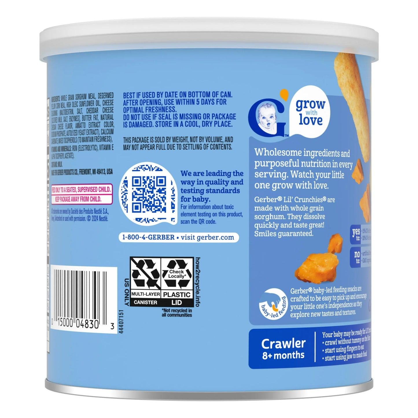 Gerber Lil' Crunchies Mild Cheddar, Baked Grain Snack, Stage 3 Baby Food, 1.48 oz Back
