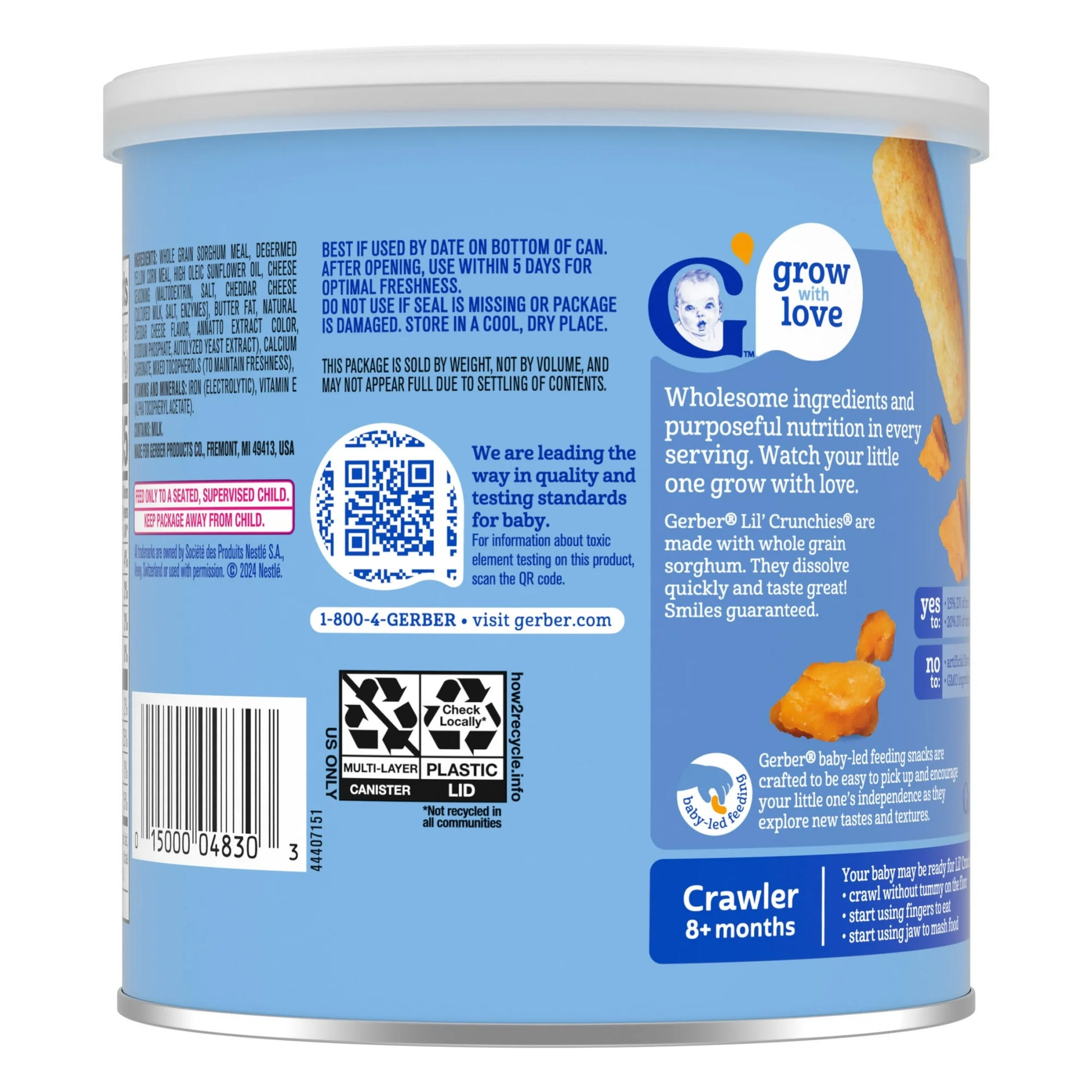 Gerber Lil' Crunchies Mild Cheddar, Baked Grain Snack, Stage 3 Baby Food, 1.48 oz Back