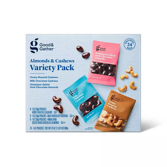 Good & Gather Almonds and Cashews Variety Pack, 24oz/24ct.
