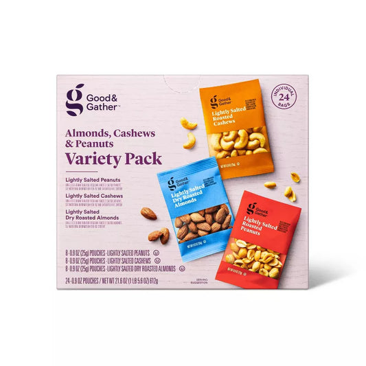 Good & Gather Almonds, Cashews and Peanuts Variety Pack, 21.6oz/24ct.