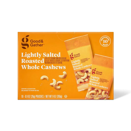 Good & Gather Lightly Salted Roasted Whole Cashews - 10 Ct Multipack, 9 oz.