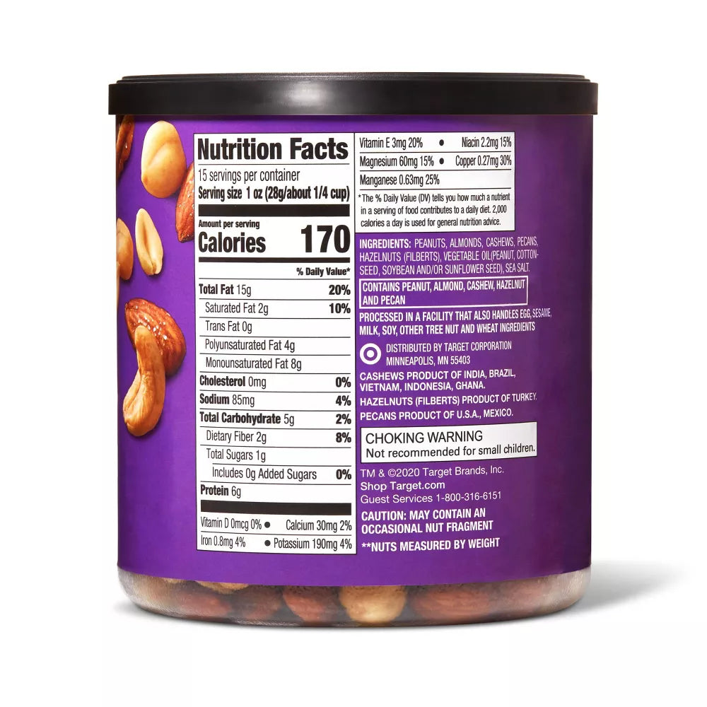 Good & Gather Mixed Nuts - Peanuts, Almonds, Cashews, Peacans & Hazelnuts, 15oz.