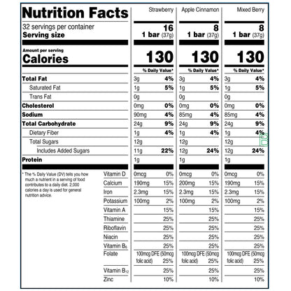 Great Value Fruit &amp; Grain Cereal Bars, Variety Pack, 32 Count 1.3 oz