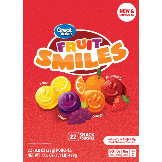 Great Value Fruit Smiles Original Fruit Snacks 17.6 oz 22 Count