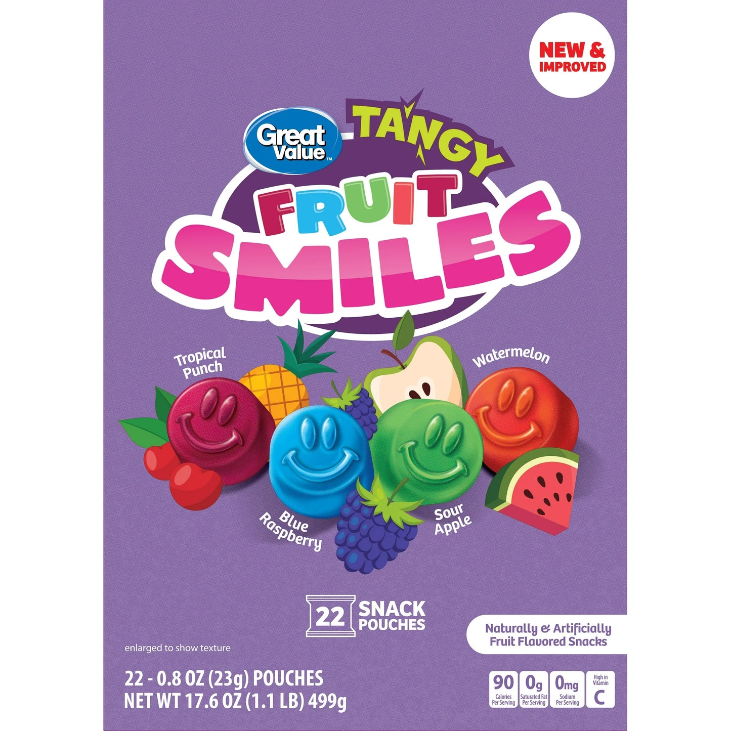 Great Value Fruit Smiles Tangy Fruit Snacks 17.6 oz 22 Count