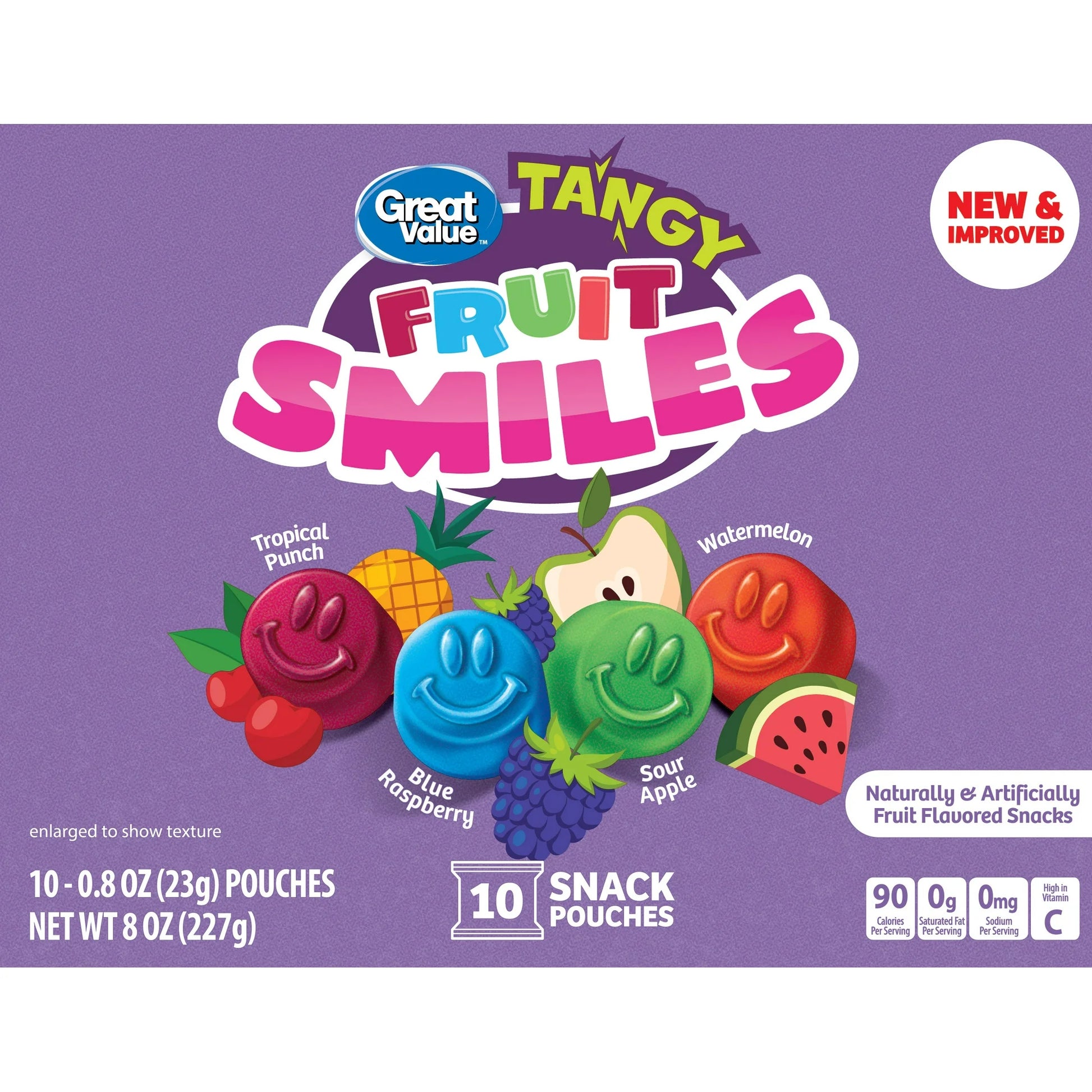 Great Value Fruit Smiles Tangy Fruit Snacks 8 oz 10 Count