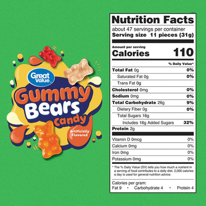 Great Value Gummy Bears Candy 52 oz Bag