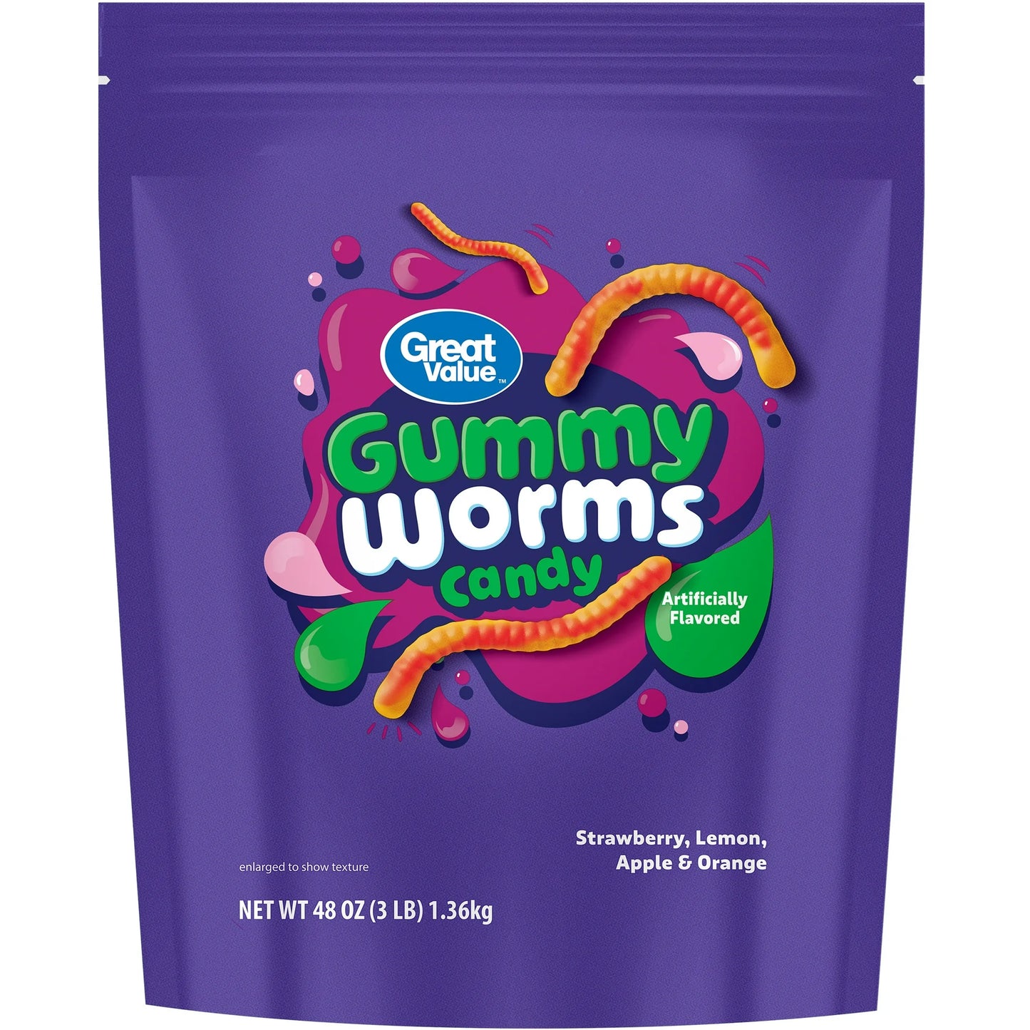 Great Value Gummy Worms Chewy Candy 48 oz Bag