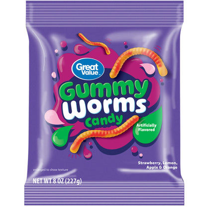 Great Value Gummy Worms Chewy Candy 8 oz