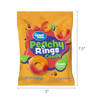 Great Value Peach Rings Chewy Candy 6 oz