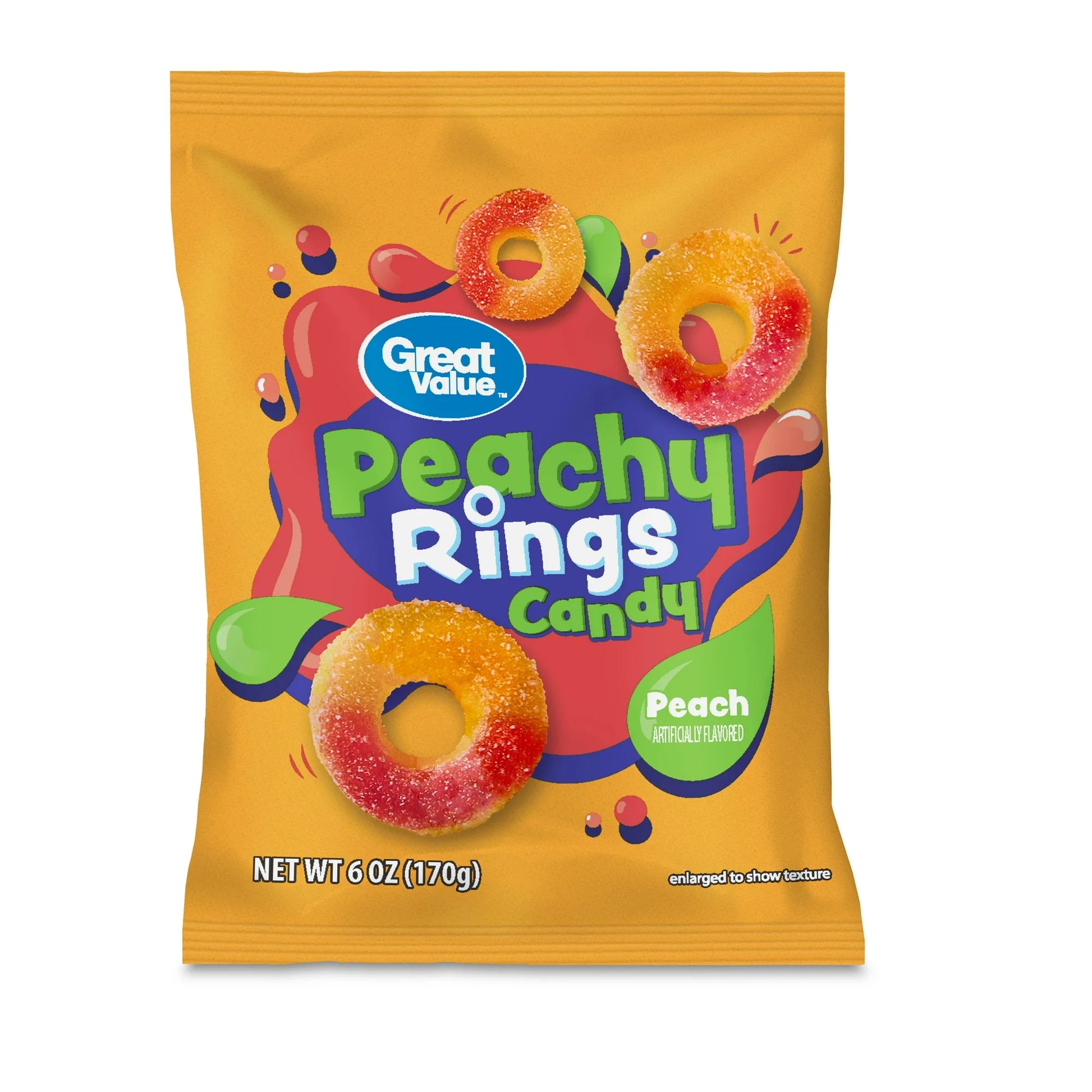 Great Value Peach Rings Chewy Candy 6 oz