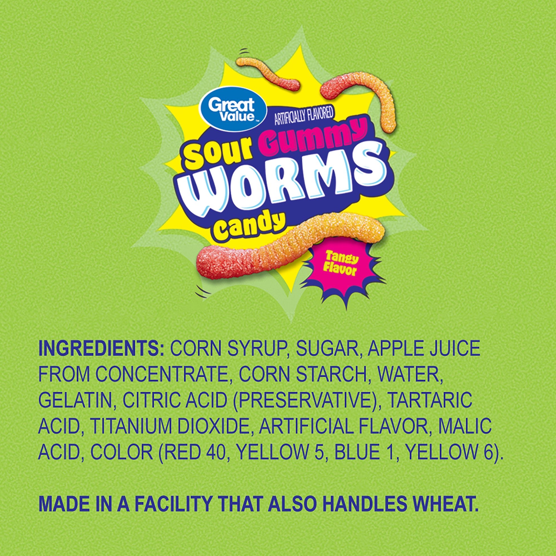 Great Value Sour Gummy Worms Chewy Candy 6 oz
