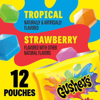 Gushers Tropical and Strawberry Fruit Flavored Snacks 12 Pouches