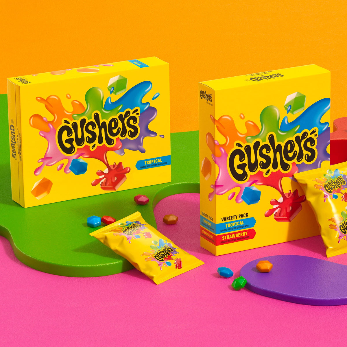 Gushers Tropical and Strawberry Fruit Flavored Snacks 12 Pouches