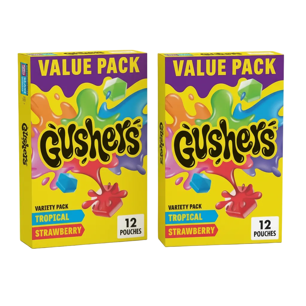 Gushers Gluten Free Tropical and Strawberry Fruit Flavored Snacks 12 Pouches - 2 Pack