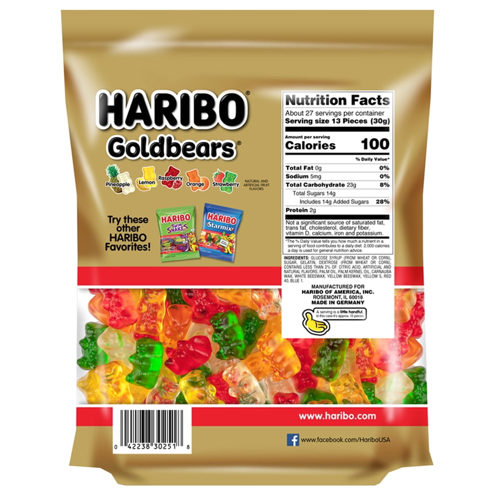HARIBO Goldbears Gummy Bears Original Assorted Fruit Flavor Candy Gummies, Bulk Party Size Bag 28.8 oz 