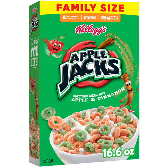 Kellogg’s Apple Jacks Kids Cereal Family Size 16.6 oz