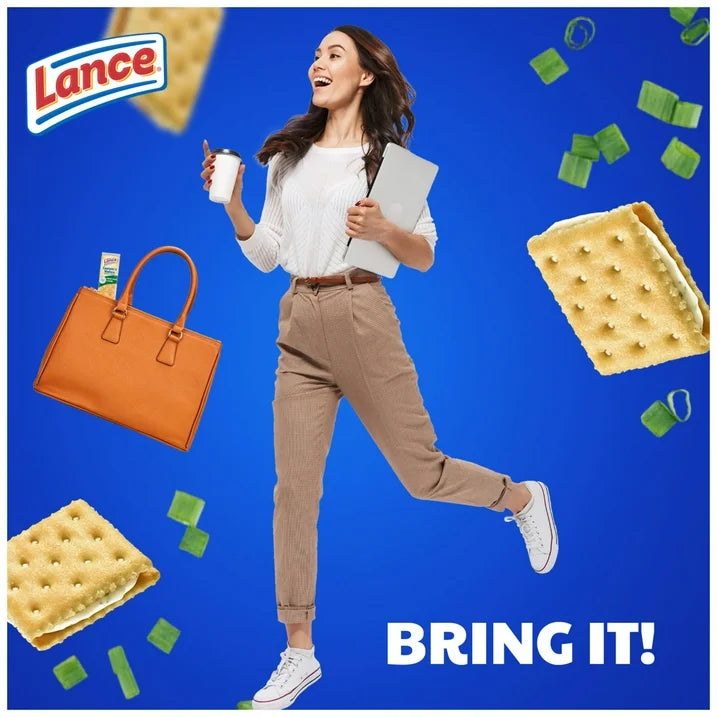 Lance Sandwich Crackers, Captain's Wafers Cream Cheese and Chives, 10 Packs, 6 Sandwiches Each, 13.7 oz