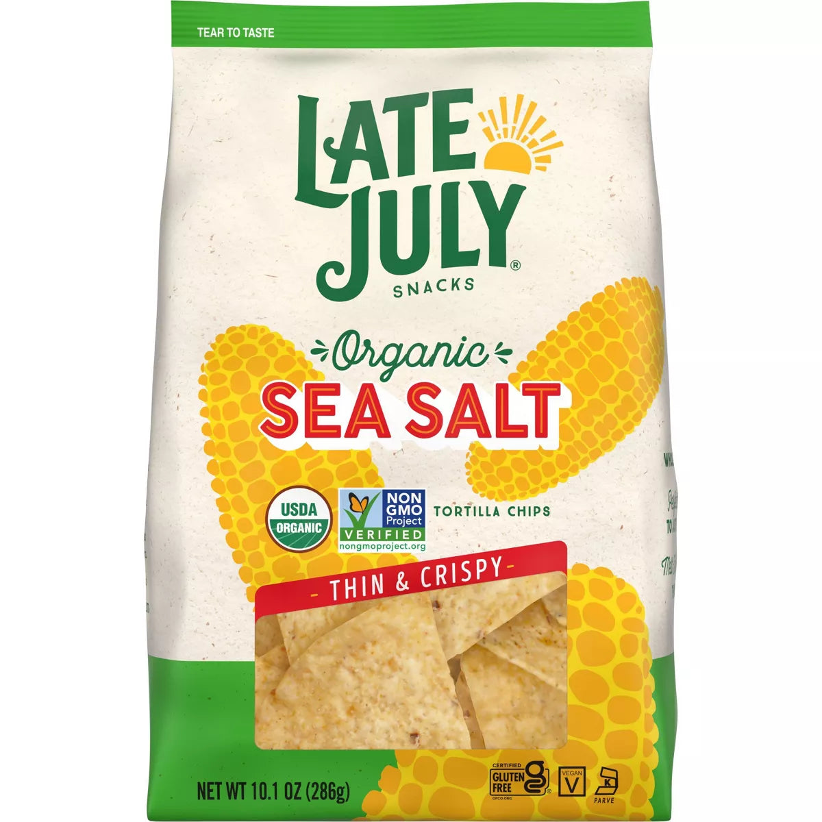 Late July Snacks Organic Sea Salt Thin and Crispy Tortilla Chips, 10.1 oz.