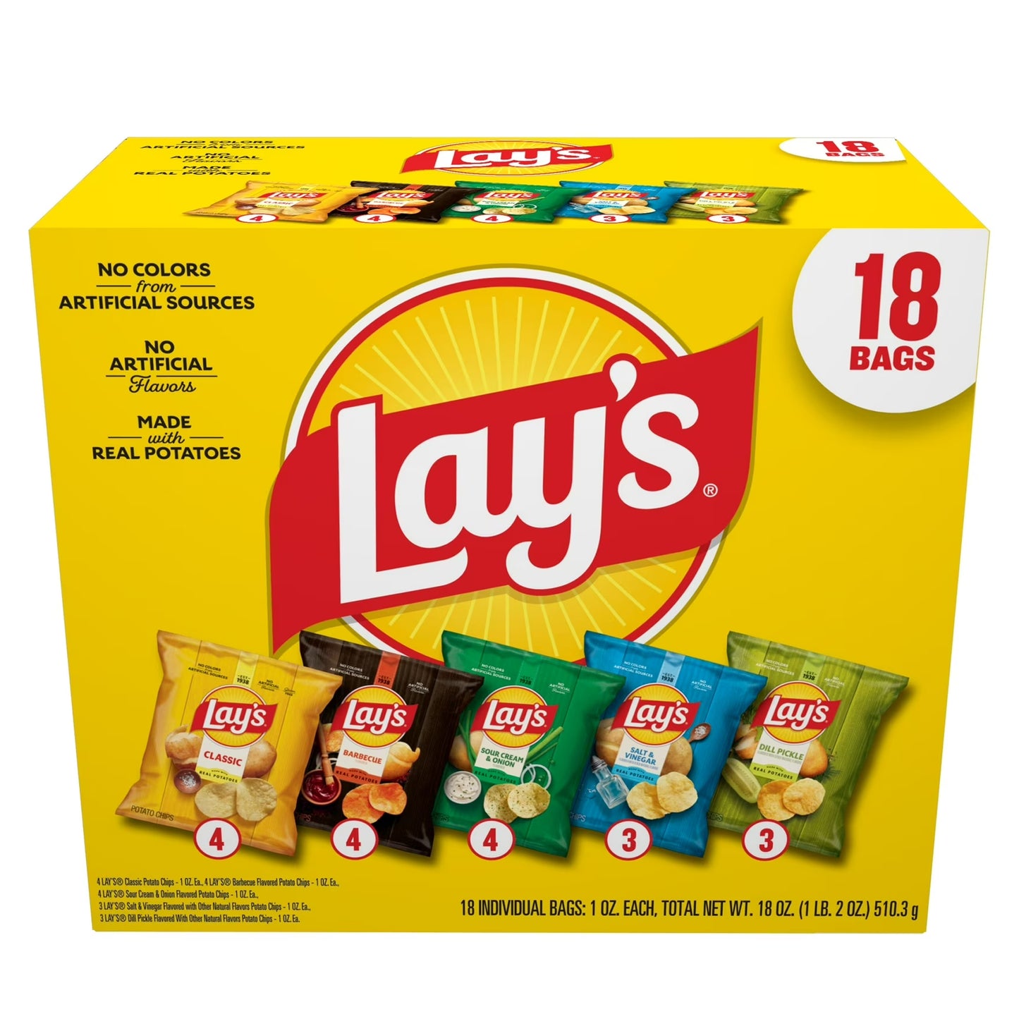 Lay's Snacks Mix Variety Pack,1 oz, 18 Count