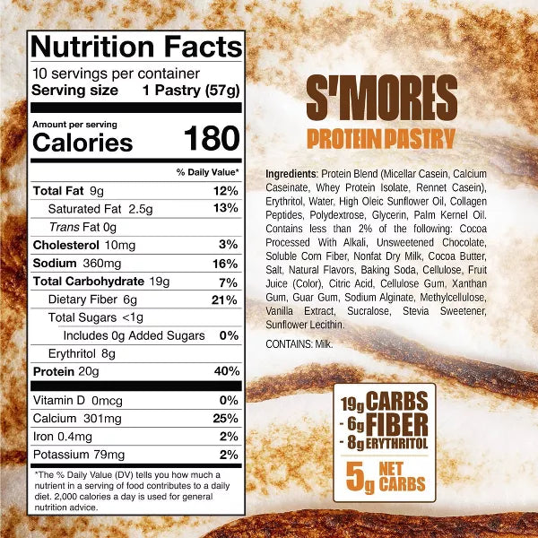 Legendary Foods Gluten Free and Keto Friendly Protein Pastry - S'mores, 8oz/4ct.