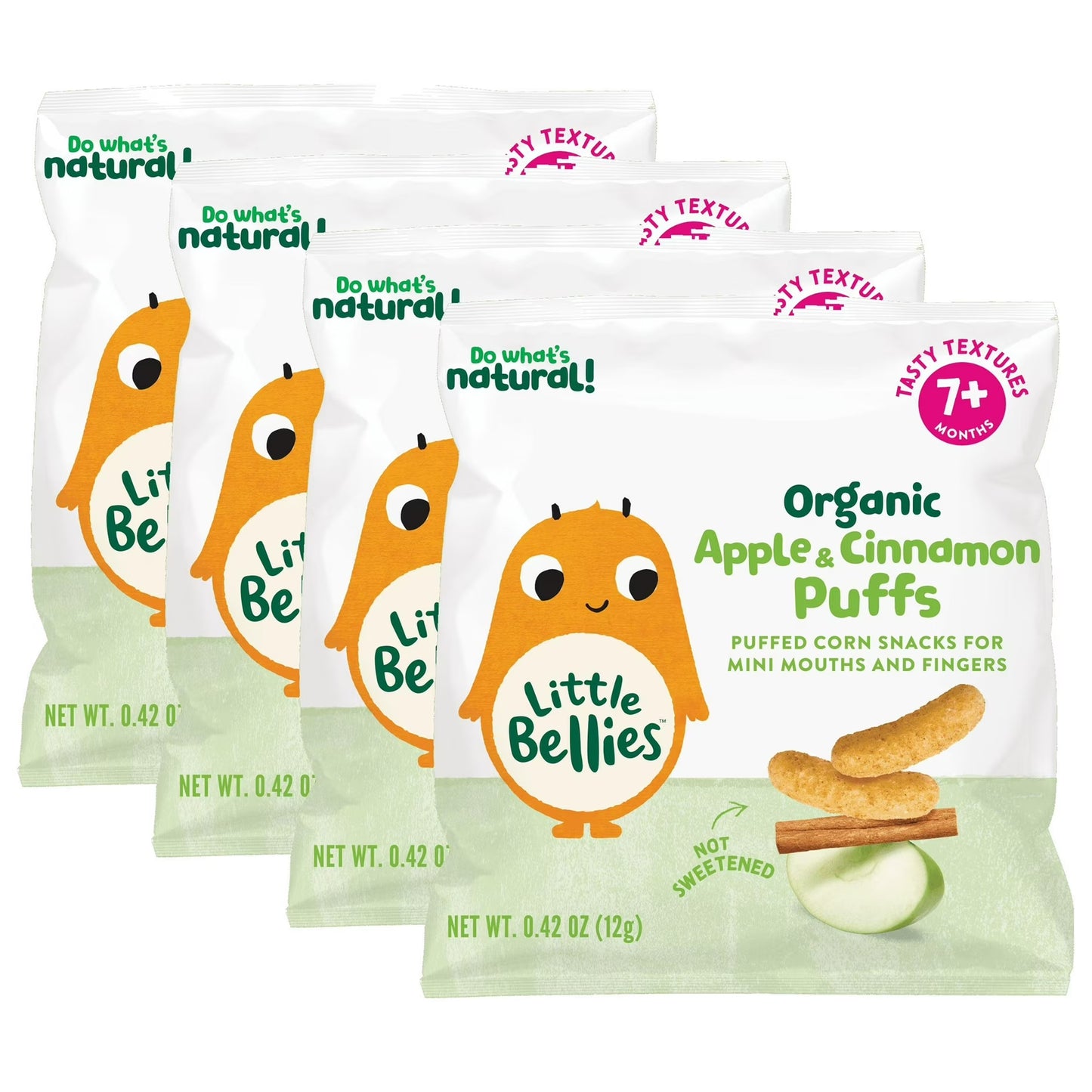 Little Bellies Organic Apple &amp; Cinnamon Puffed Corn Snack, 0.42 oz, 4 ct