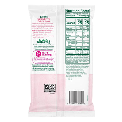 Little Bellies Organic Strawberry Pick-Me Sticks Puff Snack, 0.56 oz Back