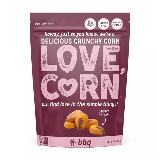 LOVE, CORN BBQ Crunchy Corn, 4oz.