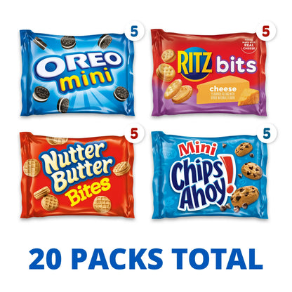 Nabisco Classic Mix Variety Pack, OREO, CHIPS AHOY!, Nutter Butter, RITZ Bits Cheese, 20 Snack Packs